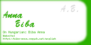 anna biba business card
